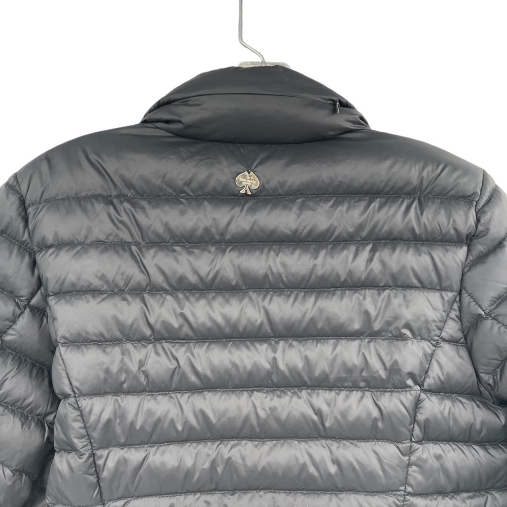 Kate Spade Quilted Down Puffer Full Zip Lightweight Hooded Jacket Black Small P - Picture 11 of 17